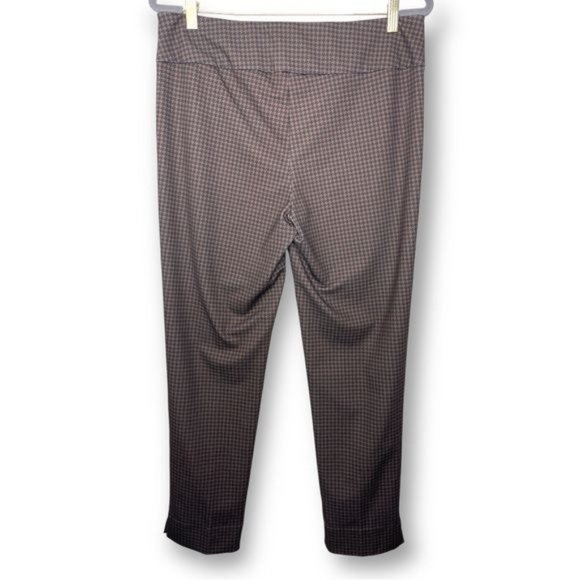 Zac & Rachel Size L Brown Black Houndstooth Pull On Stretch Comfy Dress Pants - Picture 2 of 9